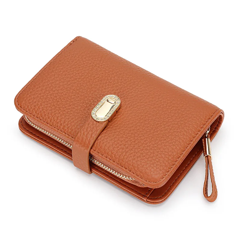 Wallet ladies genuine leather short wallet new multi-card position first layer cowhide wallet zipper coin purse