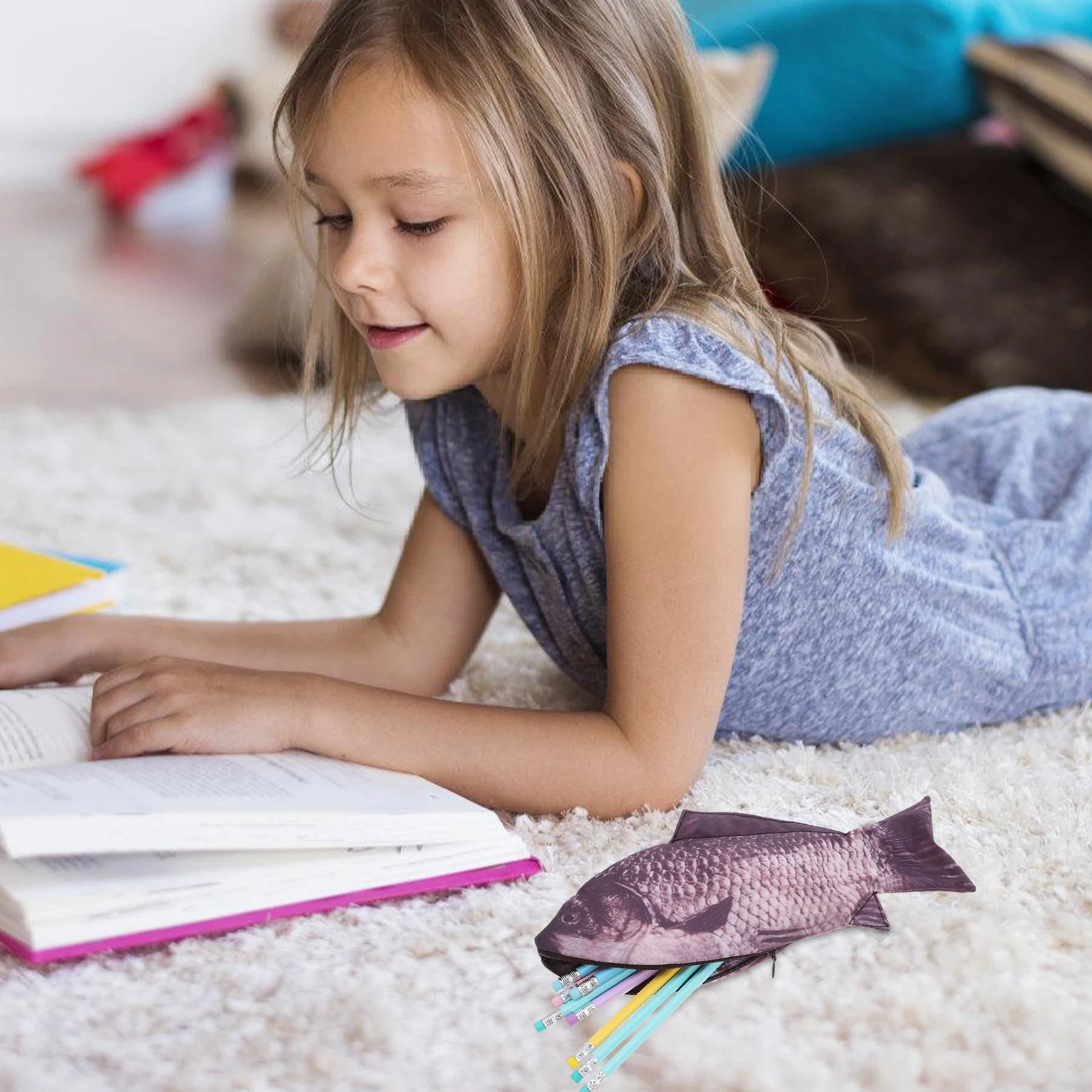 Simulated Fish Pen Bag Case Small Multifunctional Adults Pencil with Zipper Funny Pouch Travel