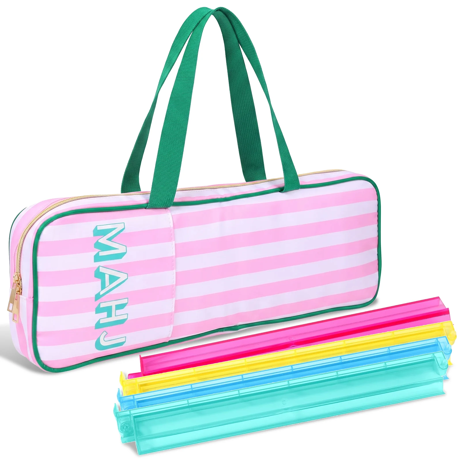 Mahjong Tile Storage Bags Portable Mahjong Rack Carrying Case with Handle and Pocket Table Game Mahjong Accessories Organizer