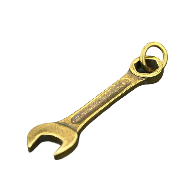 Brass Wrench Figurines Key Chain Pendant Handmade Pure Copper Mini Spanner Keychains Pendants Motorcycle Car Tool Key Rings