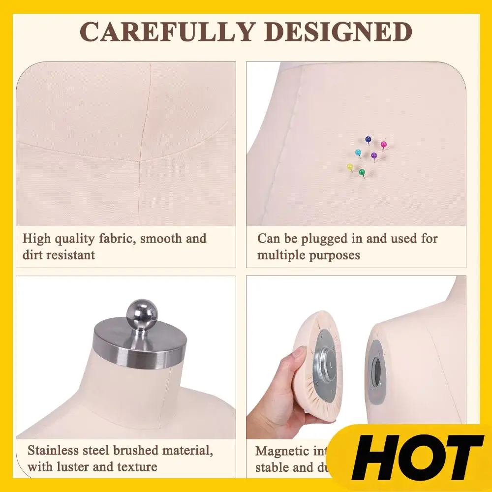 

Женский портновский манекен-торс (половина тела, полномасштабный) с регулировкой высоты и металлической подставкой для розничных магазинов и бутиков