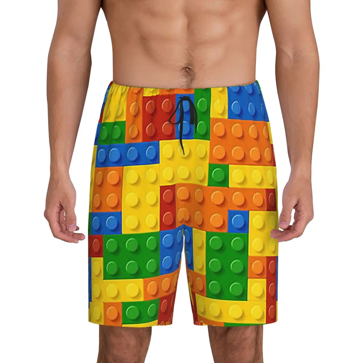 

Мужские короткие пижамные шорты Custom Building Blocks Construction Brick для сна и отдыха