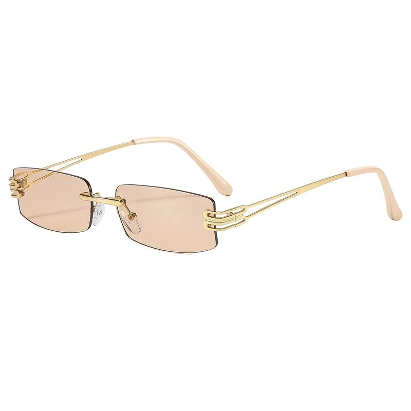 Hot saling Fashion Rimless Sunglasses for Men Women Stylish Square Sun Glasses Chic Personalized Metal Rectangular Shades 603435
