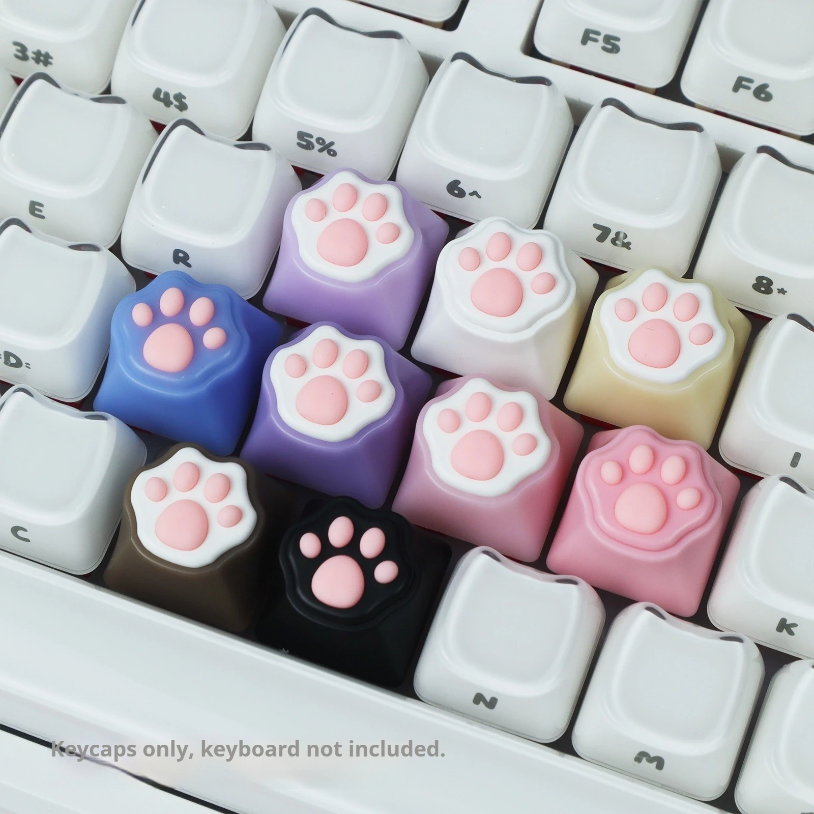 Single cat paw keycaps girly pink silicone cushion feel creative soft silicone 1u key caps for girls  unique cute keycap