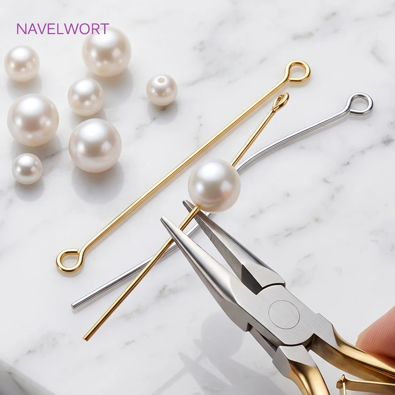 20-50mm 14K Gold Plated Ball Pins/Eye Pins/Flat Head Pins For Jewelry Making,Brass Metal Wire Pins,DIY Jewelry Pins Supplies image 3