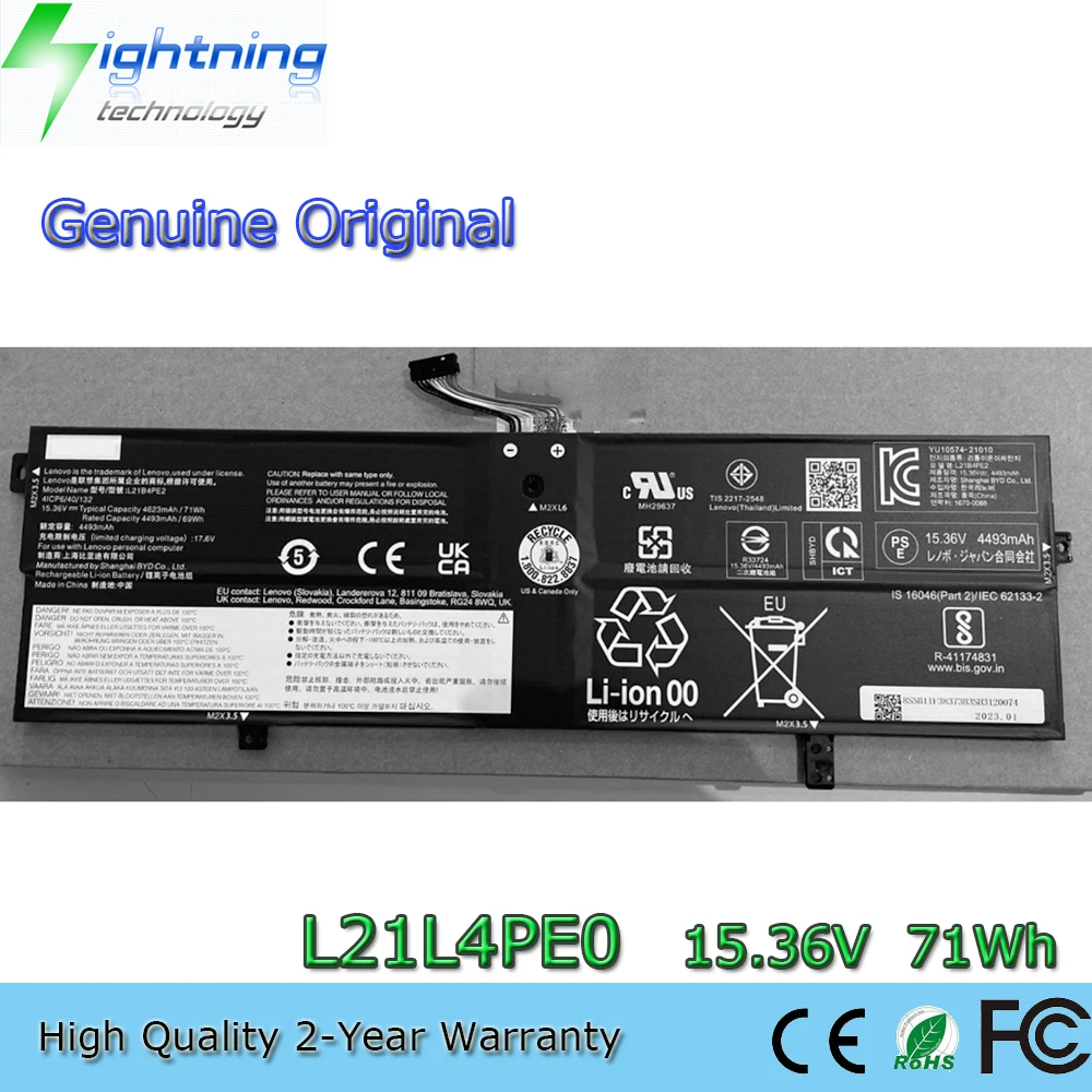 

New Genuine Original L21L4PE0 15.36V 71Wh Laptop Battery for Lenovo Yoga 7 16IAH7 16IAP7 82QG series L21B4PE2 5B11F38379