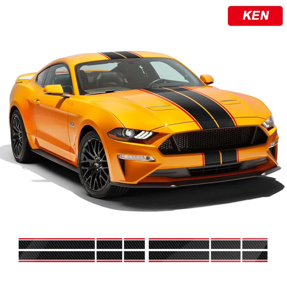 Car Hood Roof Tail Decals Graphics Stripes Kit Vinyl Stickers Decor Auto Tuning Accessories For Ford Mustang Ecobosst Shelby GT