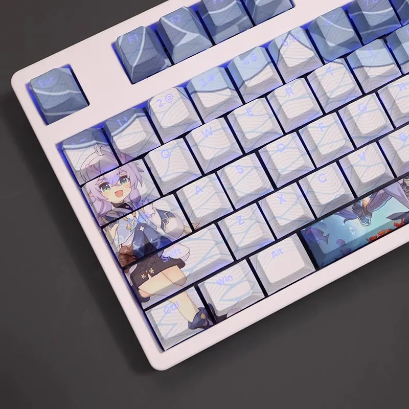 108 Keys/set Bailu Backlit Keycap PBT Dye Subbed Keycaps Cartoon Anime Honkai Star Rail Key Caps For 61 87 104 108 Layouts