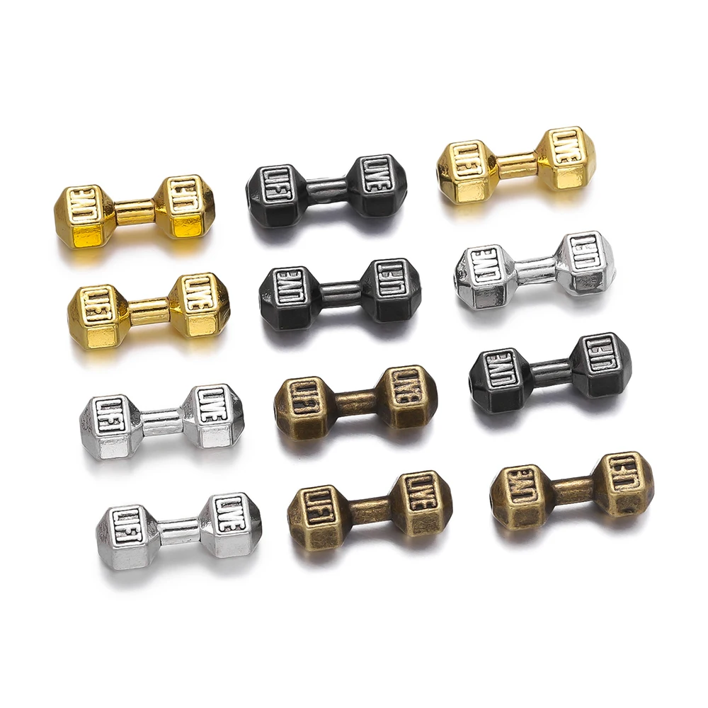 5 Teile/los 8x20mm Antike Hantel Gewichtheben Kleine Loch Spacer Perle Sport Brief Charms Für DIY Armbänder schmuck Machen