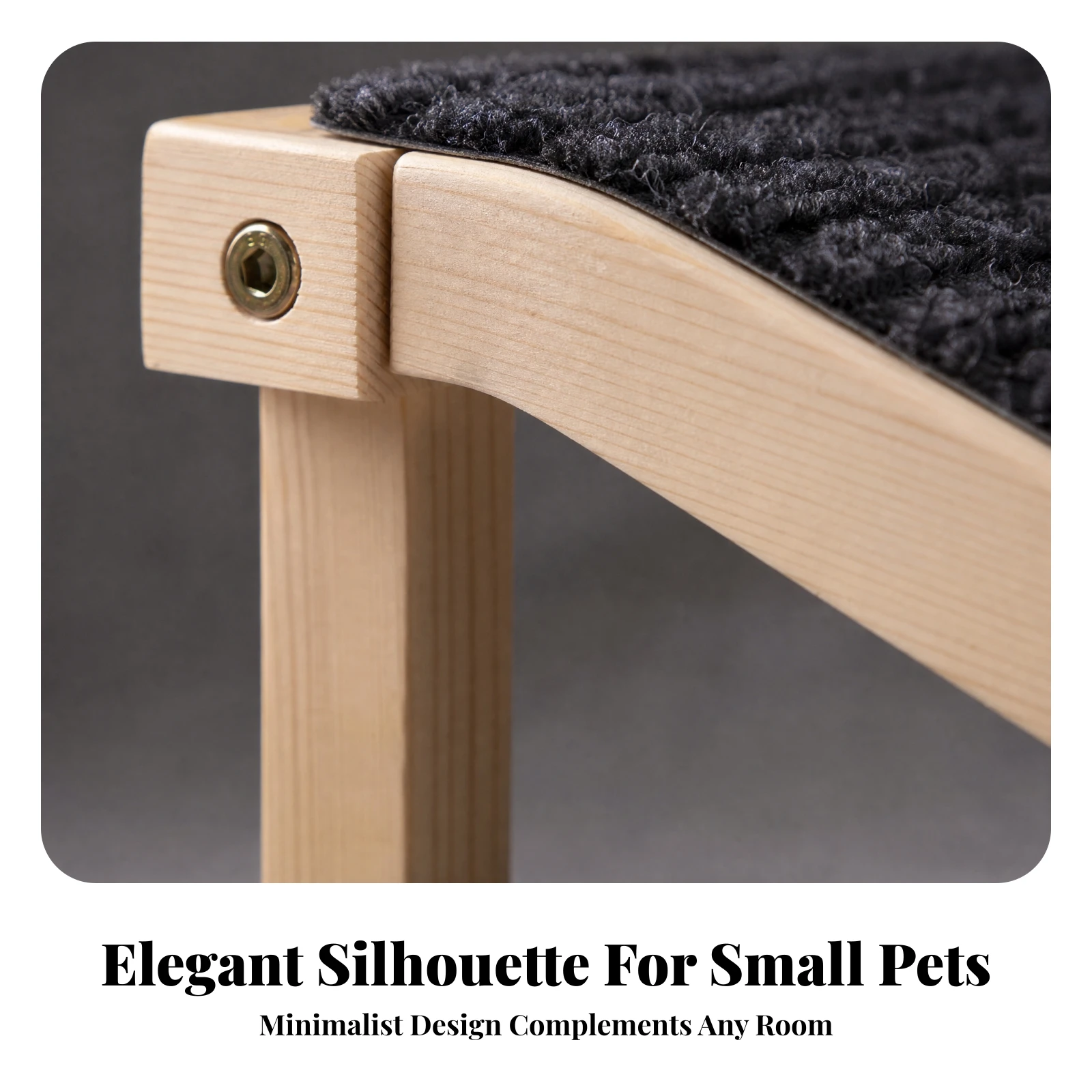 Inclined Dog Ramp with Supporting Legs Gentle Slope Solid-Wood Pet Ramp Sturdy for Small Dogs, Stair Assistance