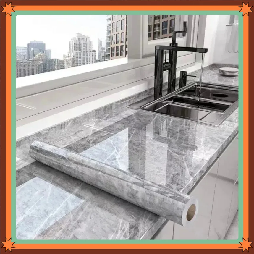 Thick Marble Contact Paper Peel Stick Self‑Adhesive Anti‑Oil Anti‑Mould for Kitchen Counter Bathroom Cabinet Wall Refurbish