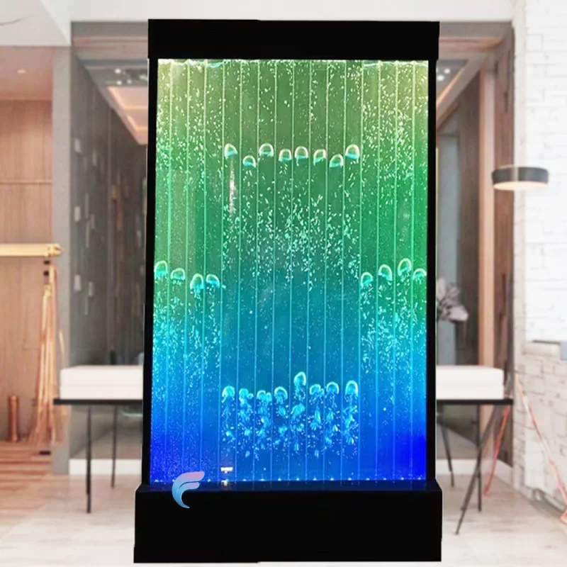 custom.Indoor or Restaurant Used Acrylic Waterfall Panel Digitally Controlled Jellyfish LED Light Bubble Wall Room Divider