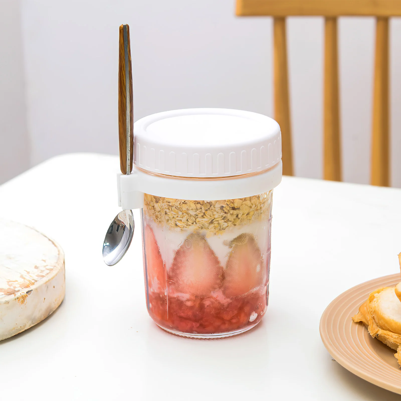 

Portable Breakfast Cup Yoghurt Stainless Steel Glass Storage Container Oatmeal Cups Cereal Yogurt Holder Small Milk
