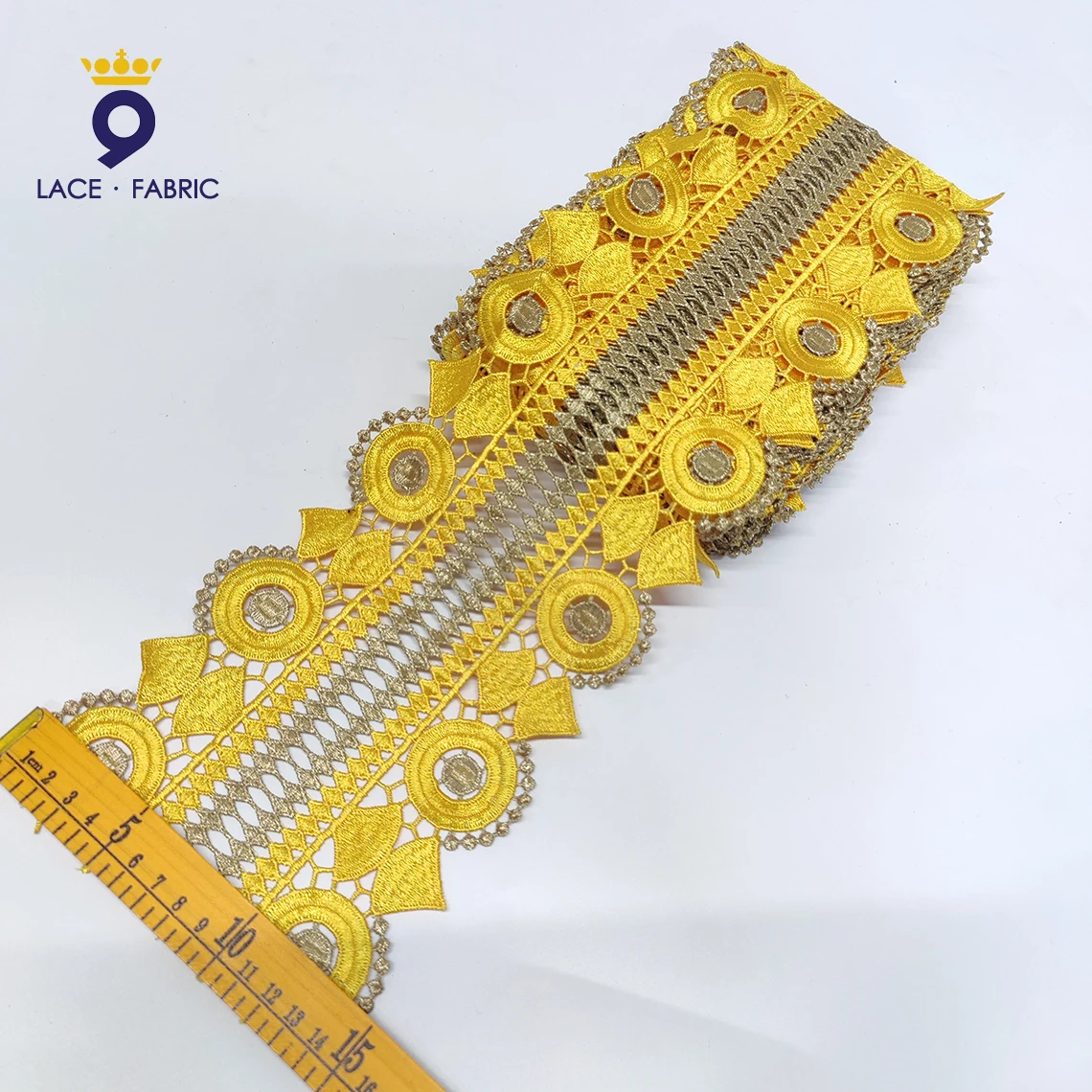 5-ヤードアフリカレーストリムリボンナイジェリア女性ドレス縫製工芸品レース黄色刺繍-diy-アクセサリー材料