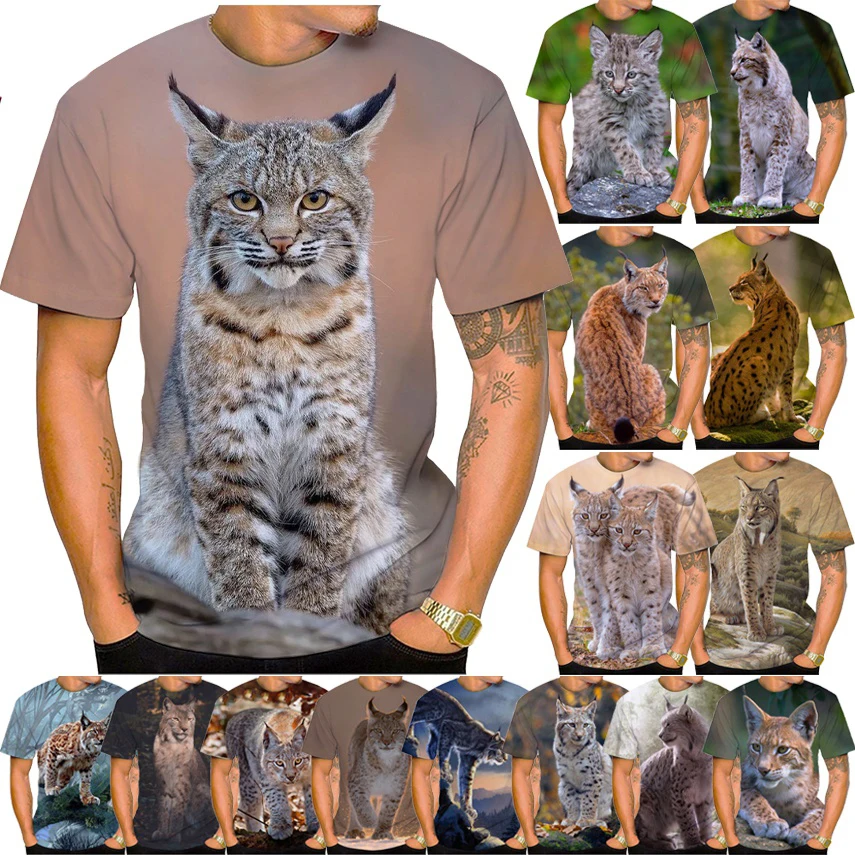 Estate nuova moda Lynx 3D stampato magliette uomo donna Casual maniche corte maculato animale Unisex Street Shirts top