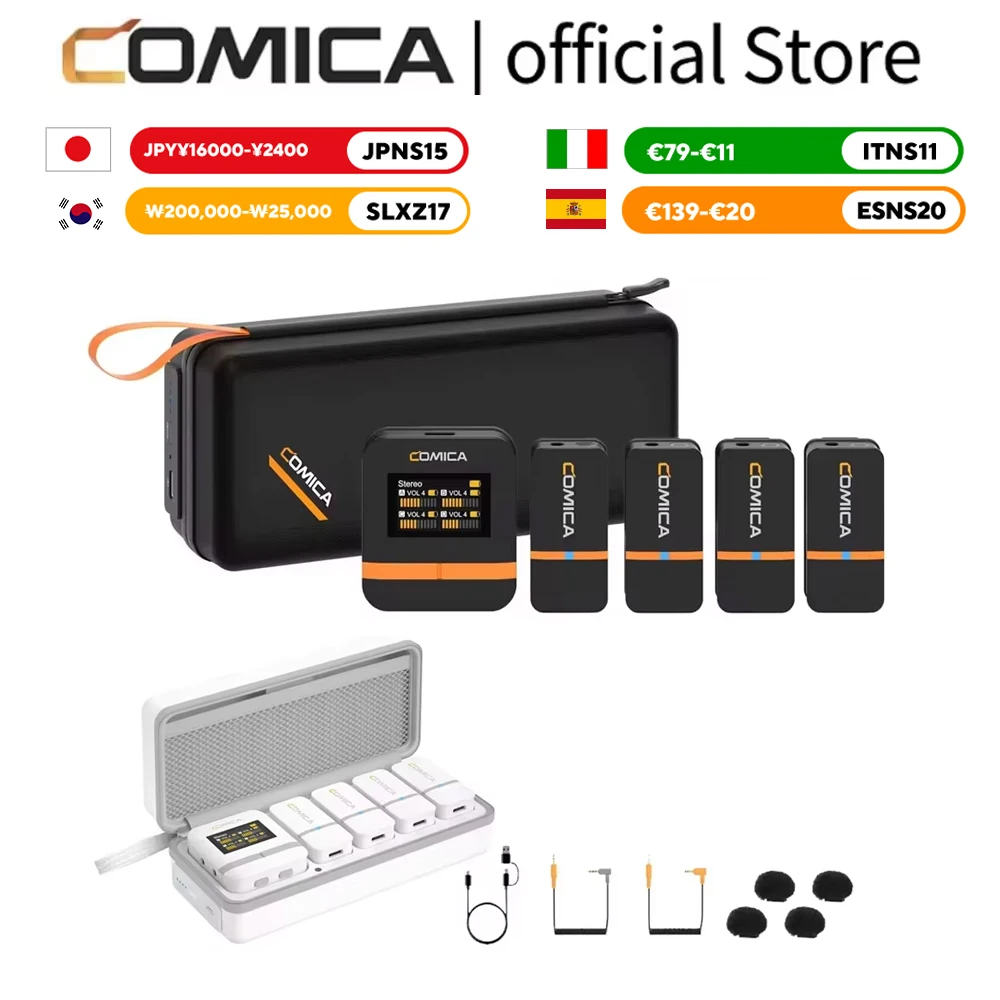 COMICA Vimo Q Vierkanaliges Mini-Funkmikrofon Drahtloses Lavaliermikrofon mit Ladeetui für Kamera Smartphone PC