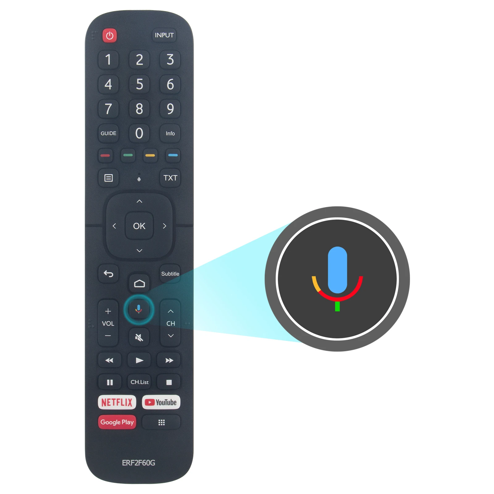 

New Voice Relaced Remote Control ERF2F60G Fit For HISENSE TV with NETFLIX YOUTUBE GOOGLE-PLAY Sub ERF2B60H