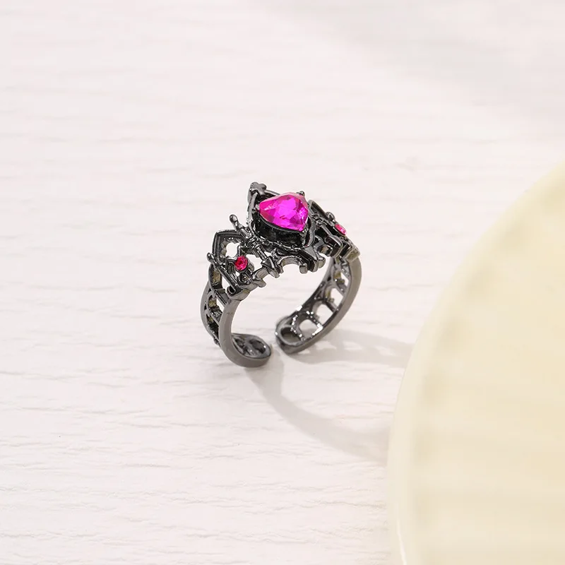 Gothic Cross Crown Love Jewelry Women's Niche Light Luxury French Medieval Ring Opening Adjustable Ring
