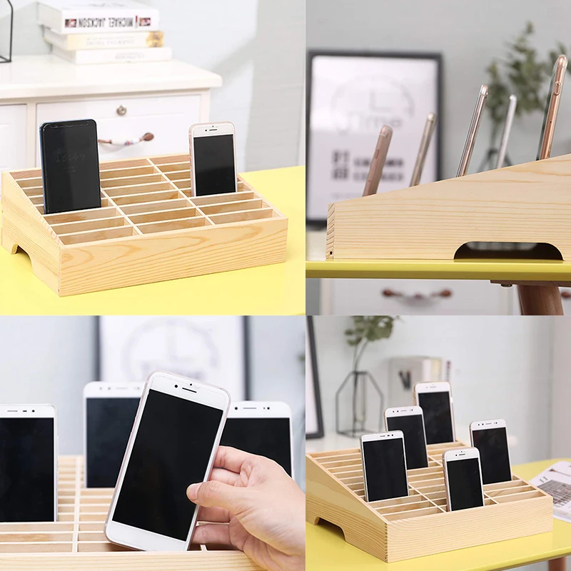 24-grid multifunctional wooden storage box mobile phone repair tool storage box suitable for office classrooms