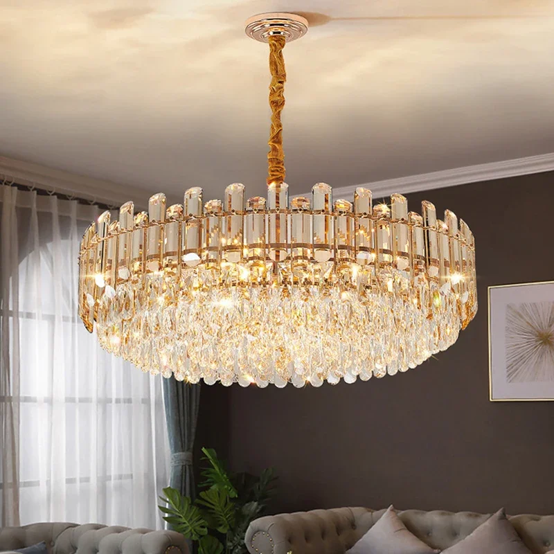 Imagem -02 - Modern Crystal Led Chandelier Iluminação Home Decor Sala de Estar Sala de Jantar Luzes Pingente Quarto Ouro Pendurado Lâmpada