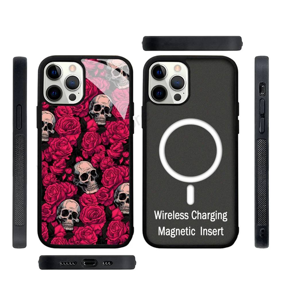 

Cute Skull Phone Case Strong Magnetic For IPhone 15 14 13 Pro Max 11 12 Mini For Magsafe