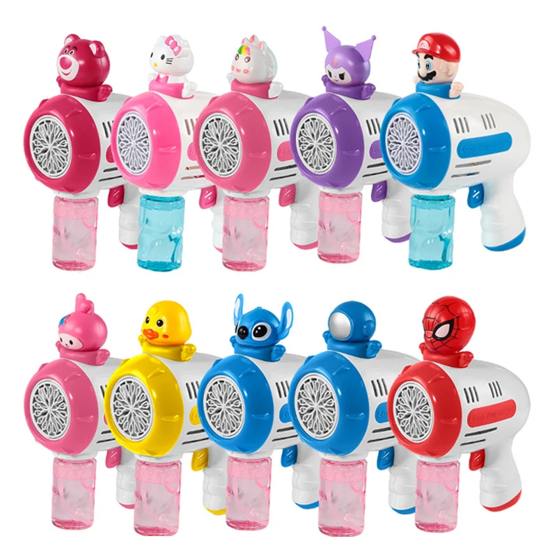 مسدس فقاعات كهربائي من سلسلة سانريو للأطفال ، آلة فقاعات ألعاب ، منفاخ صابون أوتوماتيكي ، ألعاب حفلات صيفية خارجية ، هدية أطفال ، غرزة