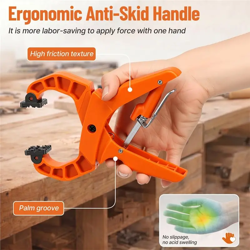 ABZL For Woodworking Crafting Quick Release Ratcheting Wood Clamp 2-Pack Heavy Duty Nylon Ergonomic Handle