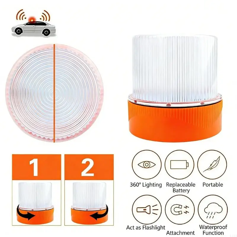 2025 New Mount LED Car Beacon with 360 Manual Mode Control Wide Compatibility Suitable for Outdoor Use