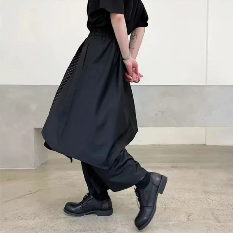 النساء التنانير السراويل اليابانية القوطية غير النظامية السراويل النساء عالية الخصر الأسود السراويل الطويلة التنانير الإناث مطوي التنانير النساء الملابس
