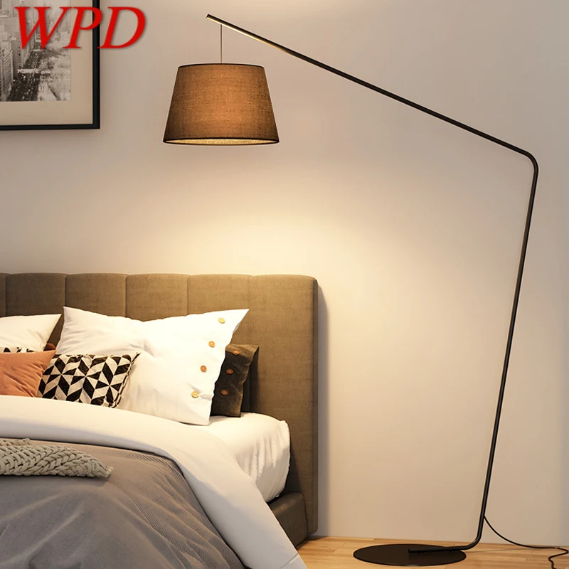 

WPD Nordic Black Fishing Floor Lamp Modern Family Living Room Beside The Sofa Creative LED Decorative Standing Light