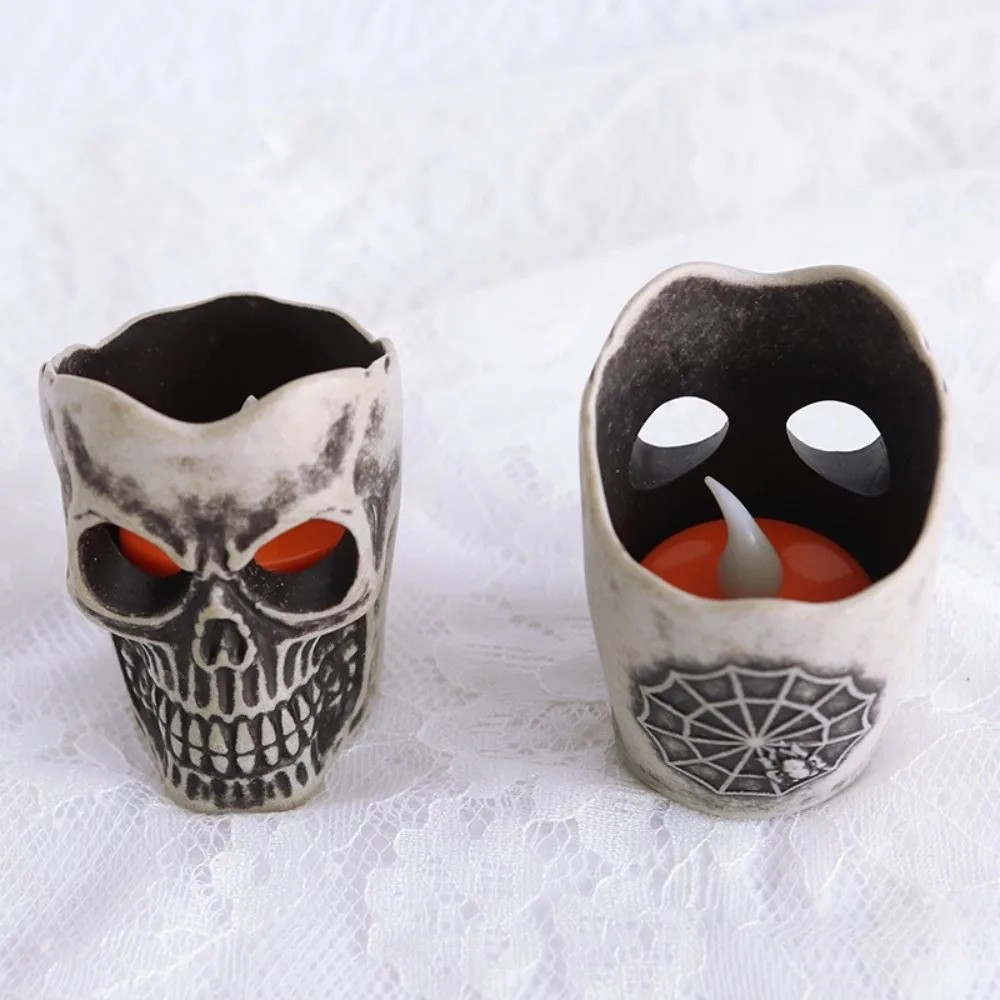 Electronic Skull Lamp with Gradient Color Glowing Colorful Skull LED Light Festival Reusable Luminous Halloween Decoration