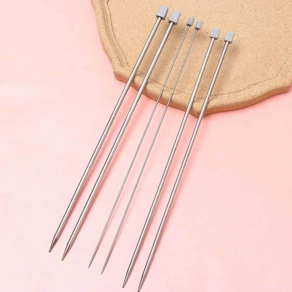 2Pcs/Set Stainless Steel Straight Knitting Needles DIY Sweater Weave Crochet Hooks Metal Crochet Knitting Tools Accessories