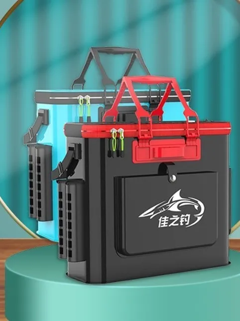 厚みのあるダブルショルダー釣り用バケツ-大型単層多機能活魚バケツ-漁具バッグ-魚保護バッグ