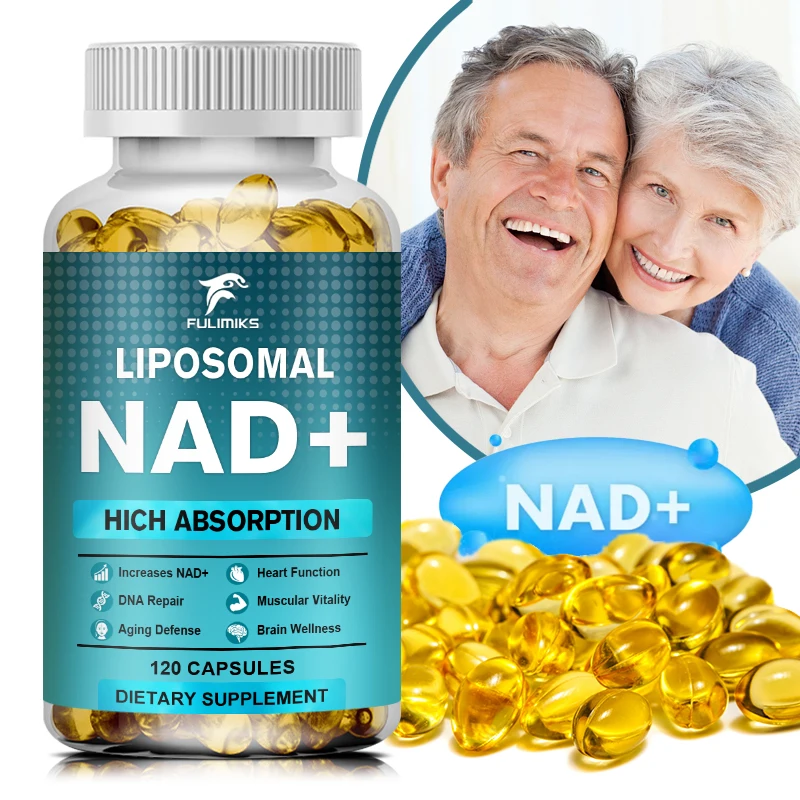 NAD suplemento Liposomal NAD +, defensa contra el envejecimiento, energía celular, función cardíaca y cerebral, longevidad, 120 cápsulas