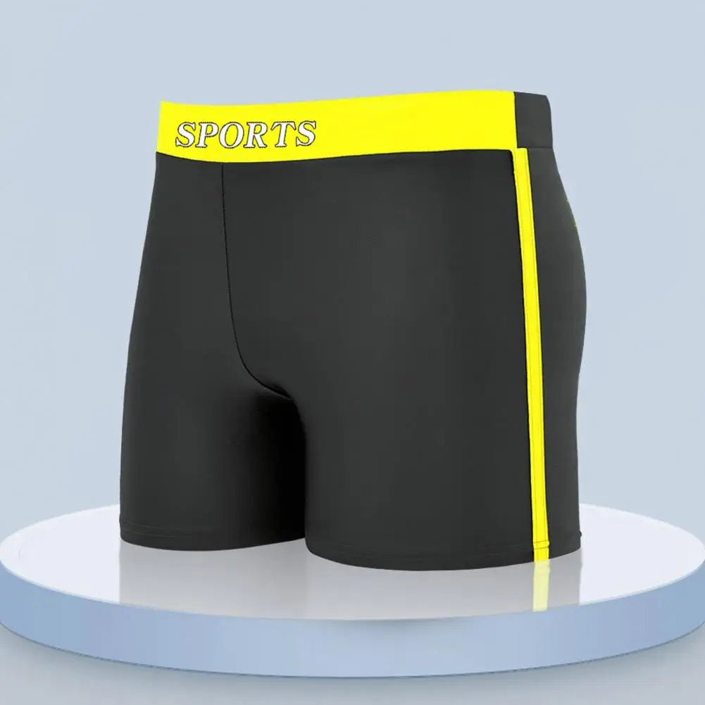 Male Letter Print Swimming Pool Trunks Inner Drawstring Mid-rise Plus Size Men Patchwork Color Slim Fit Swim Shorts Beachwear