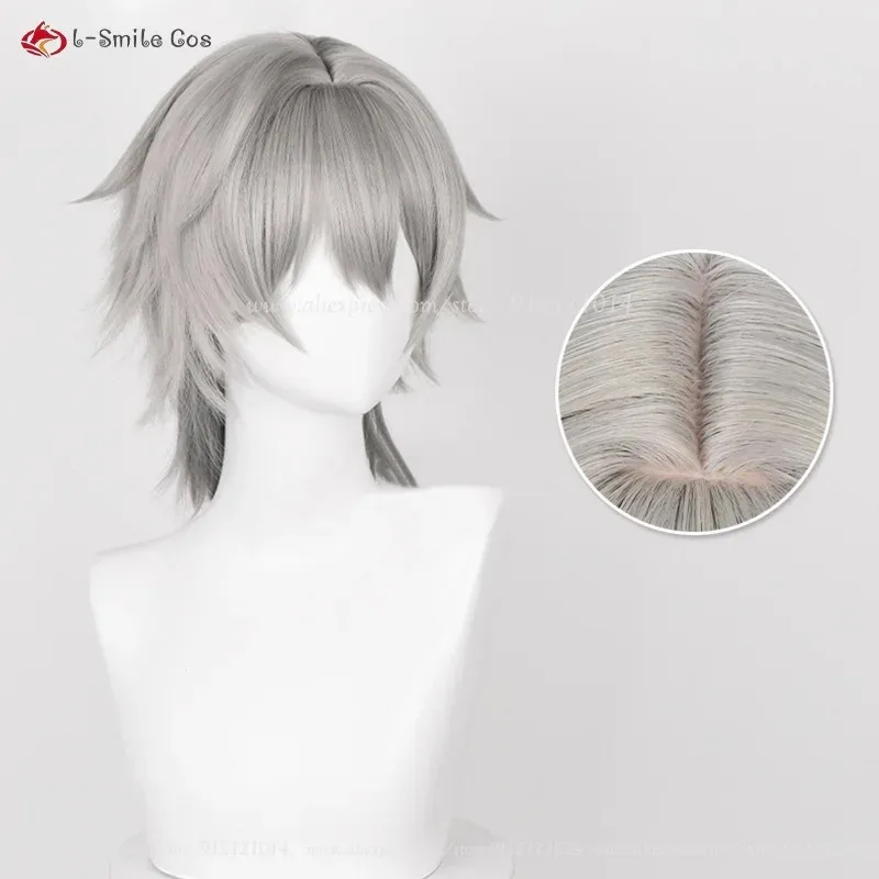 qq38 أنيمي Caelus Stelle شعر مستعار تأثيري 52 سنتيمتر/36 سنتيمتر رمادي تريل بليزر أنيمي الباروكات مقاومة للحرارة خصلات الشعر المستعار
