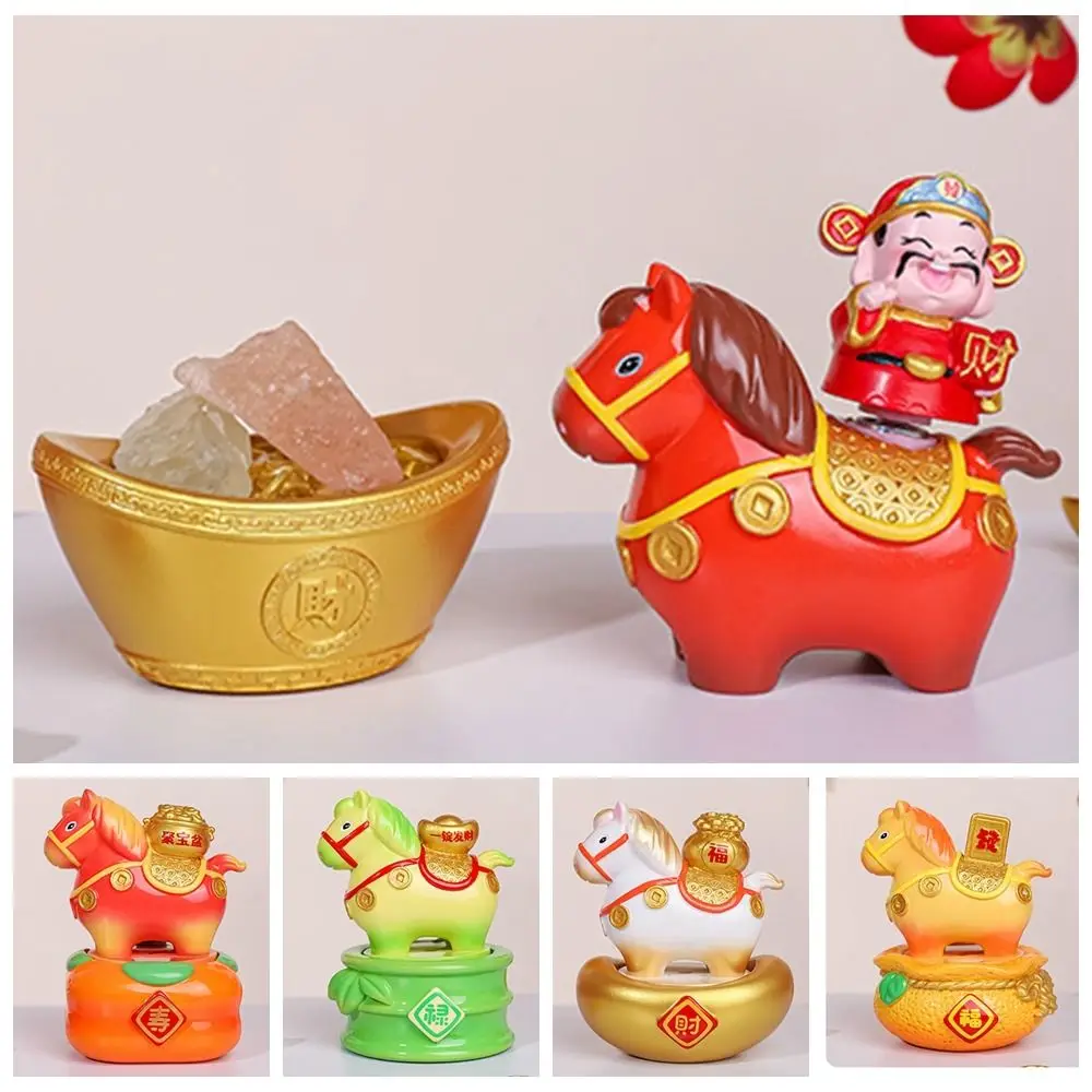 

Random 1PC Horse Statue Cute Pony Ornament Resin Kawaii Horse Mascot Chinese style FU Zodiac Horse Figurines Decoration