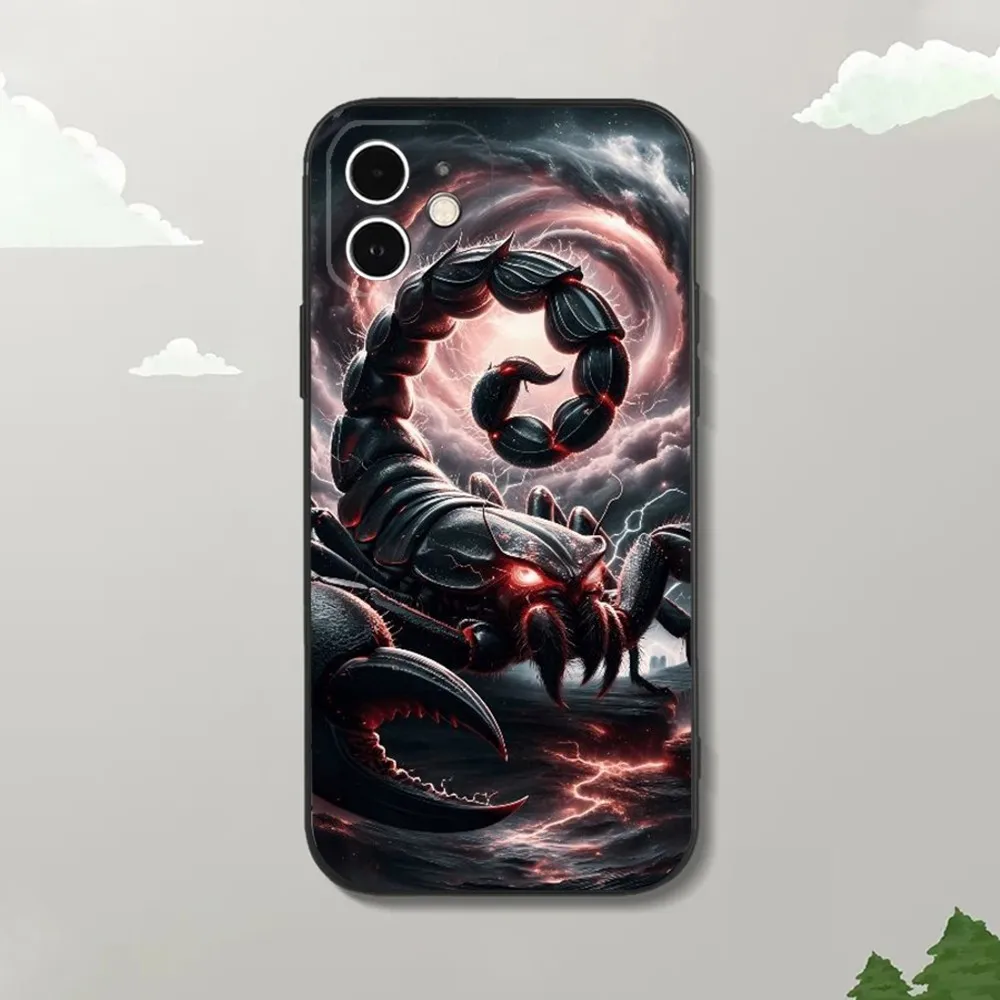 Cool insect Scorpion Phone Case For iPhone16,15,14,13,12 Mini 11 Pro XR,X,XS,MAX 7,8 Plus Silicone Cover Soft Black