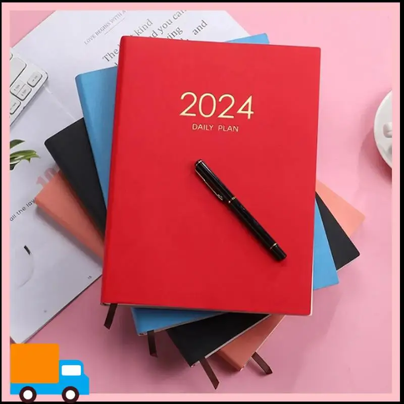 2024 Pink Plan Notebook Calendar Thickened Daily Plan Notebook Weekly Notebook Office School Supplies Easy To Use