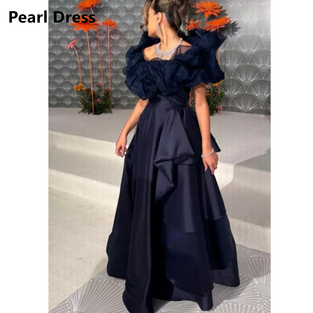 Pearl Custom Made Prom Dresses for Special Occasions Luxurious Women's Evening Dresses Line A Satin Floor-to-ceiling Dress