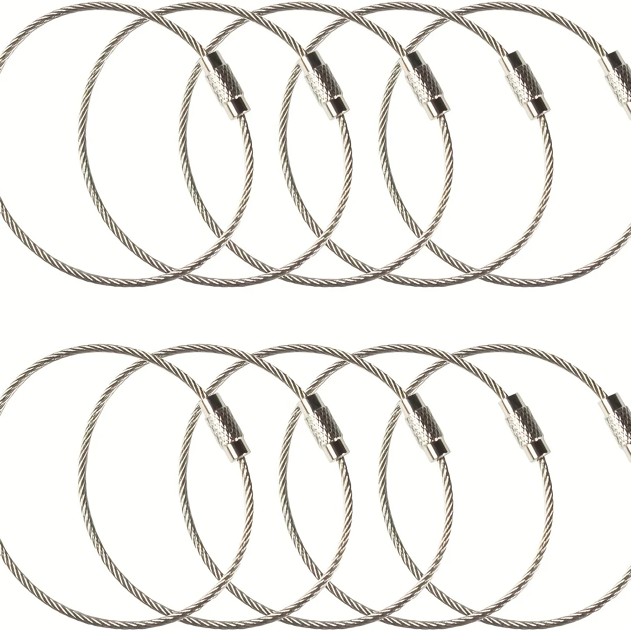 5pcs Stainless Steel Wire For Key Chain, Cable Key Ring, Luggage Tag Ring For Outdoor Hiking