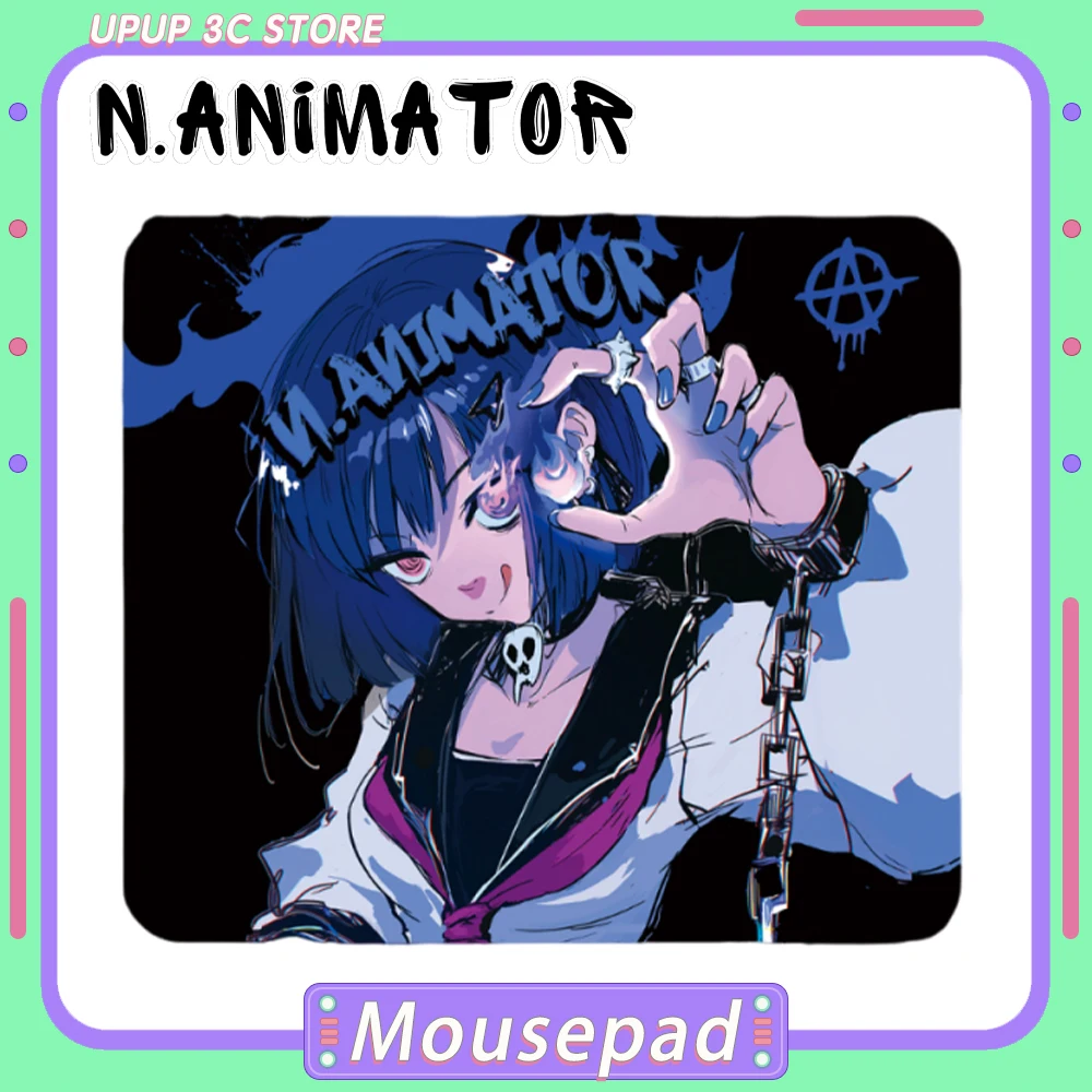 N.ANIMATOR FLAME Gaming Mousepad 490x420x4mm Anime Girl Desk Mat Custom Neutral Control Esports Mouse Pad PC Gamer Accessories