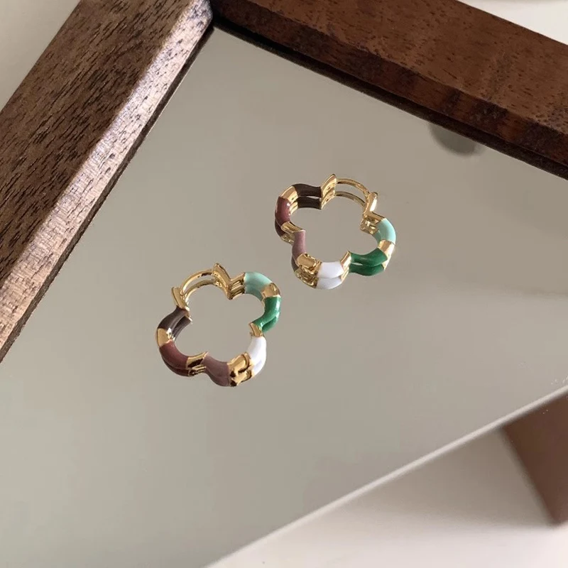 Foxanry متعدد الألوان قطرة الصقيل هوب أقراط للنساء الفتيات خمر بسيطة العصرية الحلو لطيف أنيقة هدايا مجوهرات الذكرى السنوية