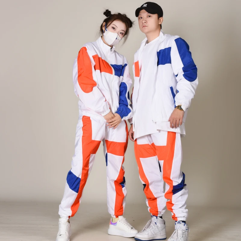 

Loose Hip Hop Dance Performance Outfit Adult Street Dance Team Stage Cosutme Jazz Dancing Clothes White Jacket Pants VDB7102