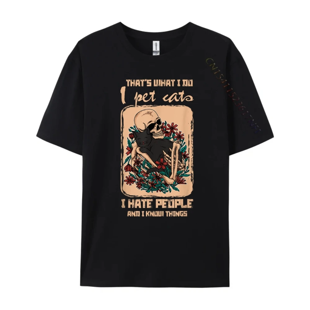 

Cat Skeleton Oversized T Shirt Cotton Comfort Short Sleeve Men's Clothing Printed Camisetas De Hombre