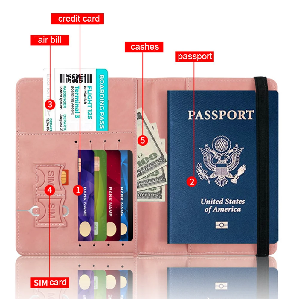 Nome personalizado RFID Passport Cover, personalizado Viagem Passaporte Titular, documento do cartão de identificação, bilhete de avião, carteira de negócios, moda