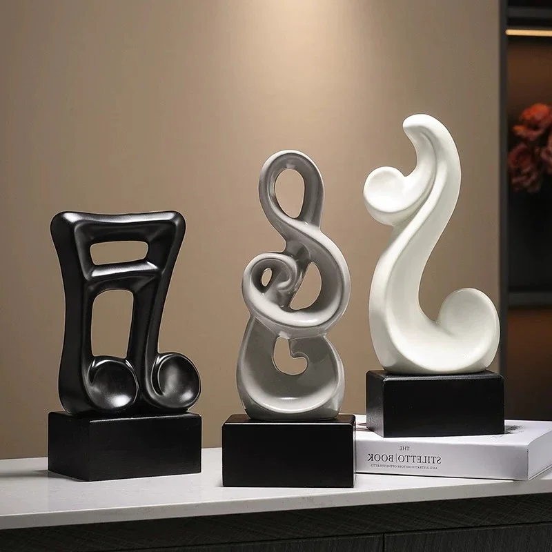 Ceramic Handicrafts Note Sculptures Piano Geometric Hollowed-out Decorative Ornament Home Decoration Accessories