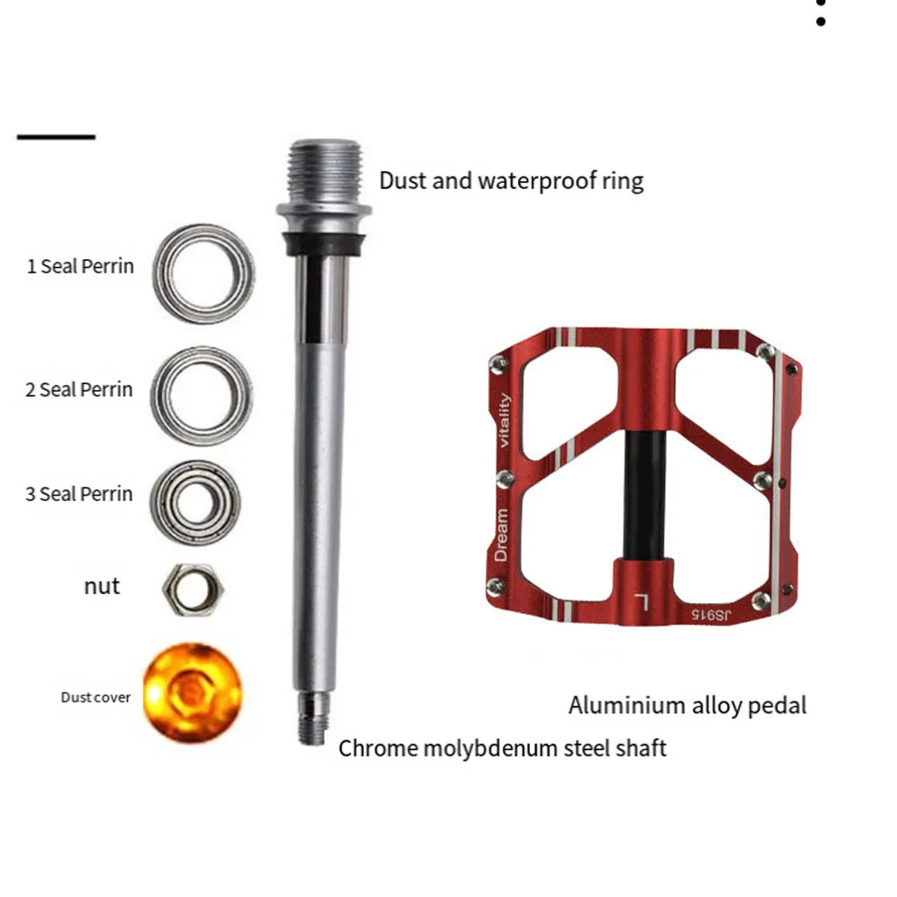

Велосипедная педаль для горных/дорожных велосипедов, 3 герметичных подшипника, алюминиевый сплав, хромированный стальной вал, бутсы после типа, 1 пара педалей