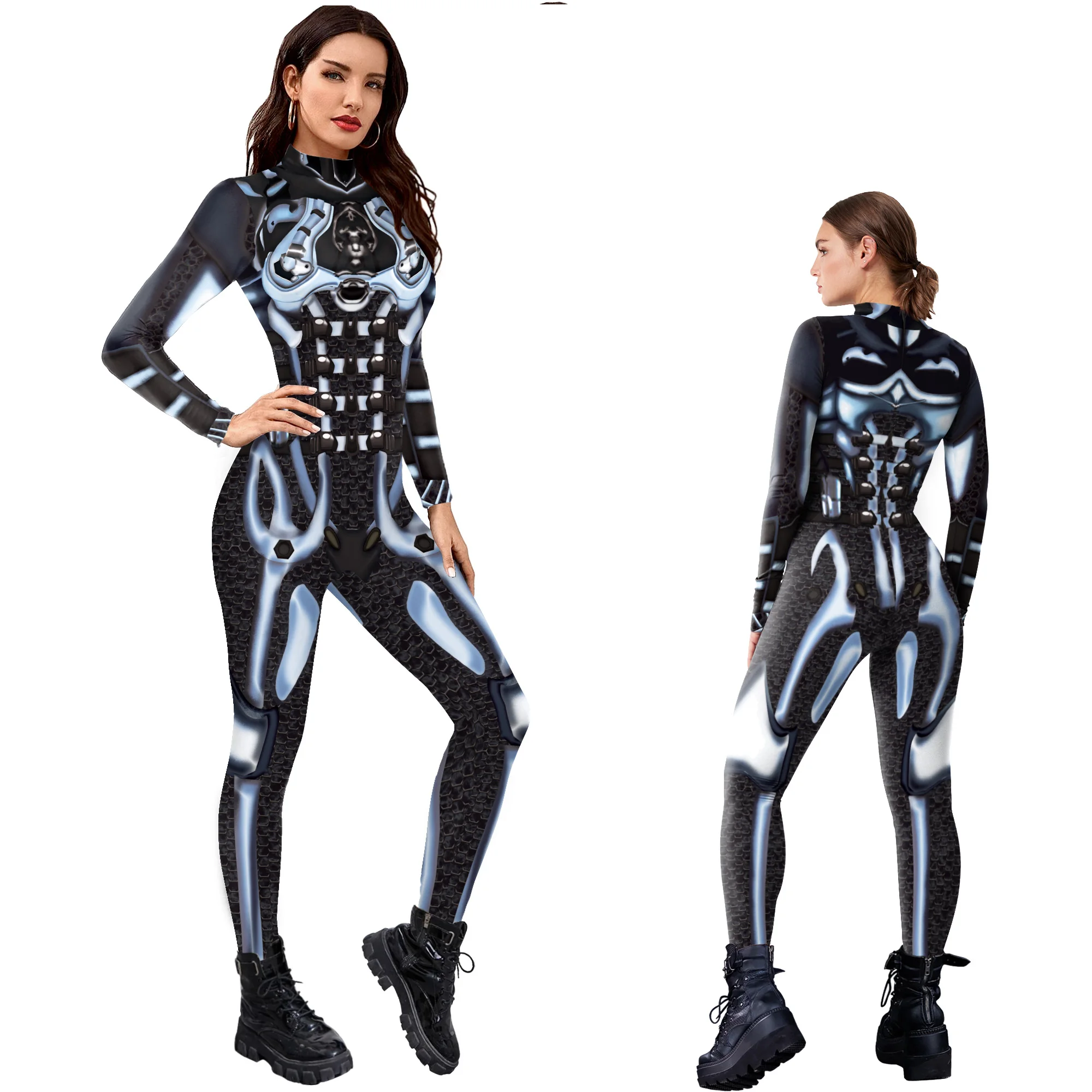 ผู้หญิง Jumpsuit ชุดคอสเพลย์ผู้หญิง Mechanical Gear สไตล์ Zentai บอดี้สูทเทศกาลฮาโลวีน Party เสื้อผ้าชุดเสื้อผ้า Anime