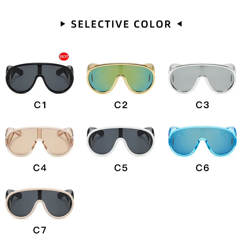 Y2K Sport Punk Sonnenbrille Frauen Männer Einteilige Sonnenbrille für Damen Luxus Marke Übergroßen Steampunk Brillen Goggle UV400 – Detail 7